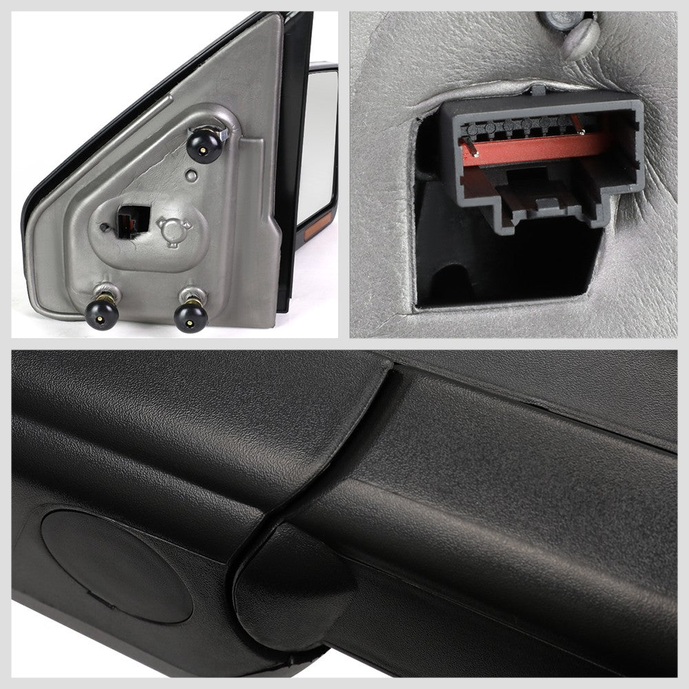 Right Black Towing Side Mirror Manual Adjustment Turn Signal for 04-14 F-150