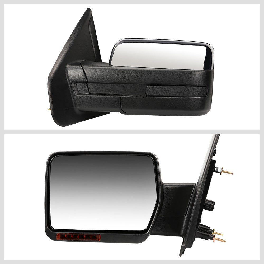 Left Chrome Towing Side Mirror Manual Adjustment Turn Signal for 04-14 F-150