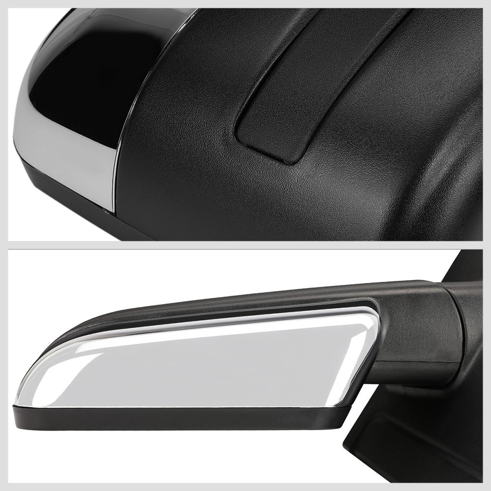 Left Chrome Towing Side Mirror Manual Adjustment Turn Signal for 04-14 F-150