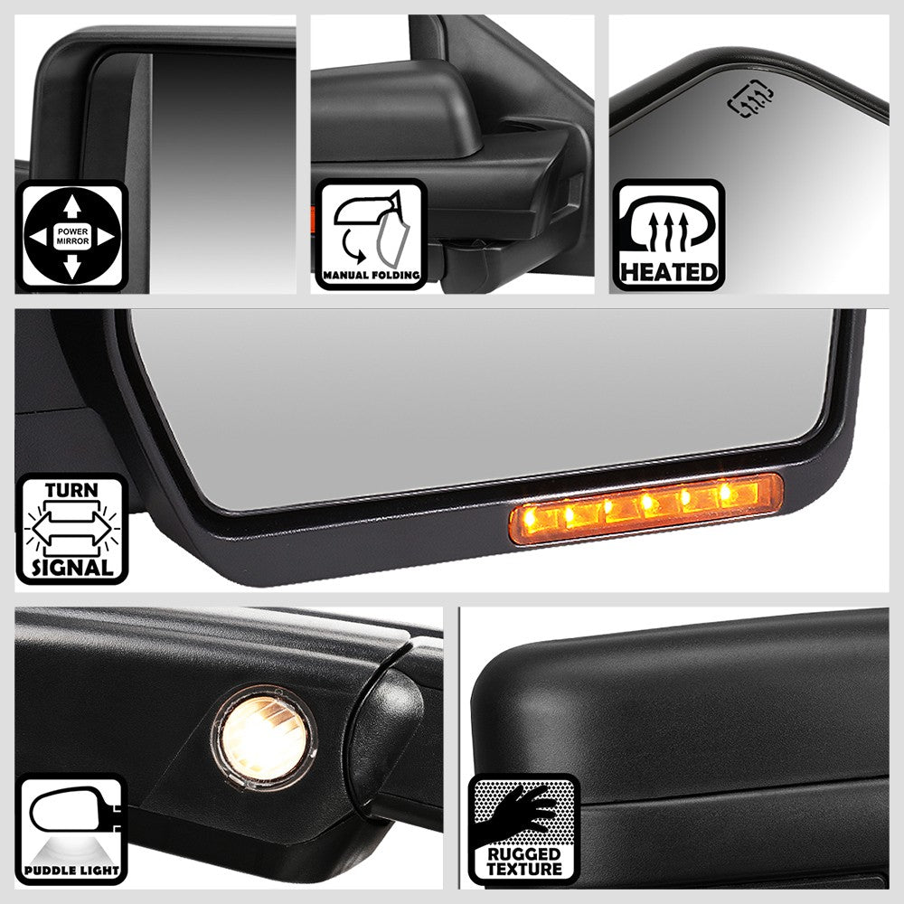 Right/Passenger Towing Side Mirror Powered W/Heated Turn Signal for 04-14 F-150