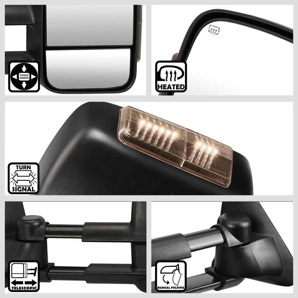 Left/Right Towing Side Mirror Powered+ W/Heated Turn Signal for 15-18 Sierra1500