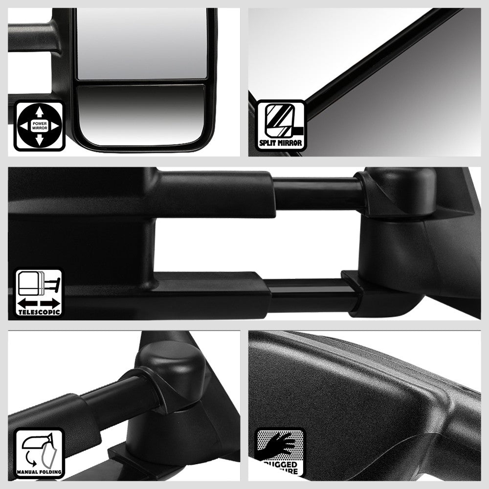 Right/Passenger Black Towing Side Mirror Powered Adjustment for 93-00 GMC C2500