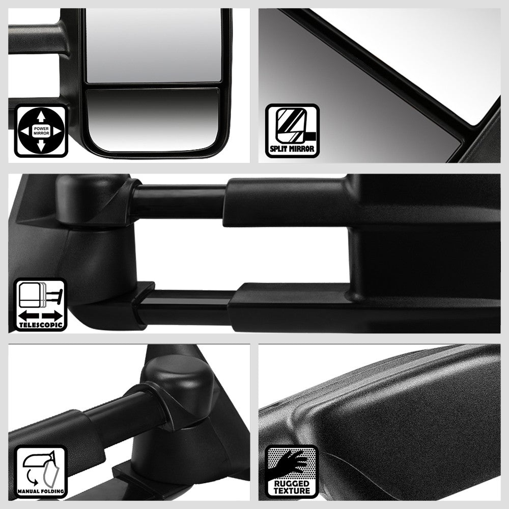 Left/Right Black Towing Side Mirror Powered Adjustment W/Heated for 93-00 C2500