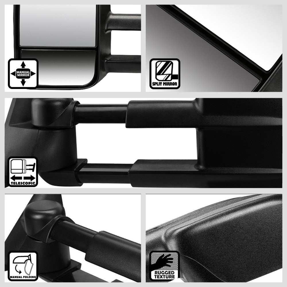 Left/Driver Black Towing Side Mirror Manual Adjustment for 94-98 GMC K1500