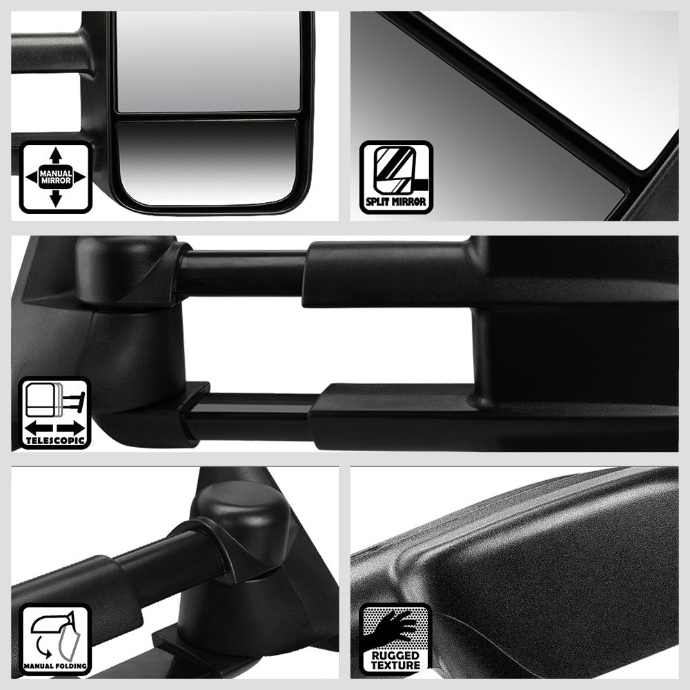 Left/Right Black Towing Side Mirror Manual Adjustment for 93-00 GMC C2500