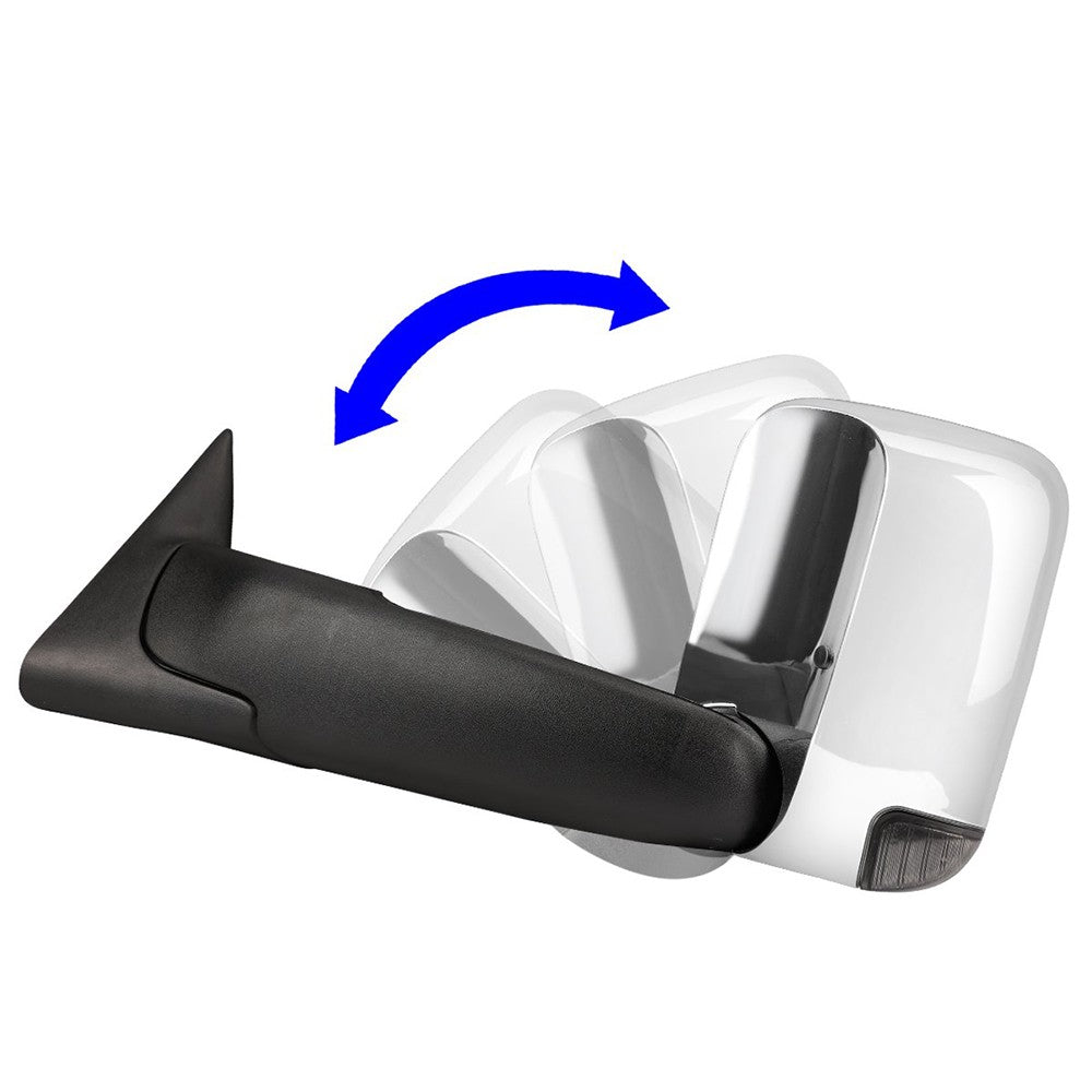 Left/Right Chrome Towing Side Mirror Powered LED Turn Signal for 94-97 Ram 3500