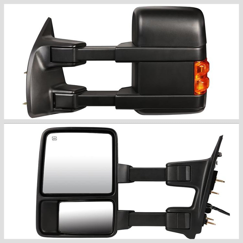 Pair Black Towing Side Mirror Powered Adjustment W/Heated for 99-07 F-450 SD