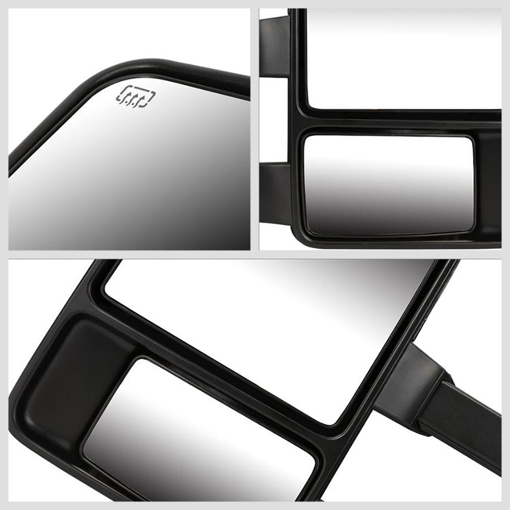 Pair Black Towing Side Mirror Powered Adjustment W/Heated for 99-07 F-450 SD