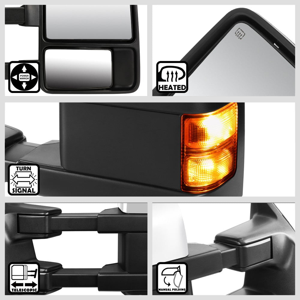 Left/Right Towing Side Mirror Powered Heated LED Turn Signal for 99-07 F-250 SD