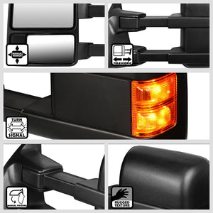 Left Black Towing Side Mirror Manual Adjustment Turn Signal for 08-16 F-250 SD