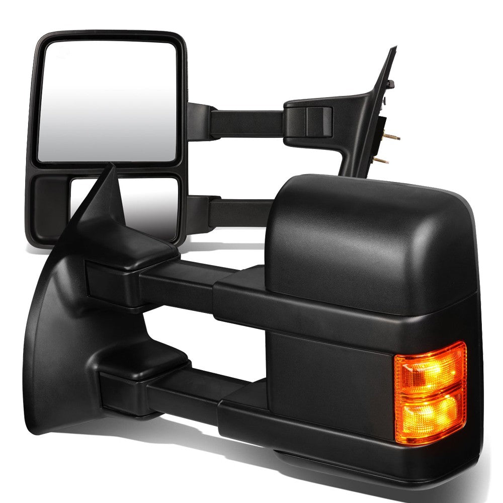 Left/Right Black Towing Side Mirror Manual+ Turn Signal 08-16 F-350 SD BFC-VMIR-027-T666-BK-AM