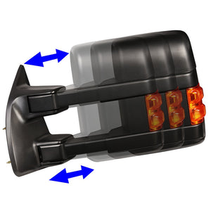 Left Black Towing Side Mirror Powered W/Heated Turn Signal for 08-16 F-250 SD