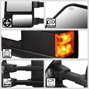 Left Black Towing Side Mirror Powered W/Heated Turn Signal for 08-16 F-250 SD