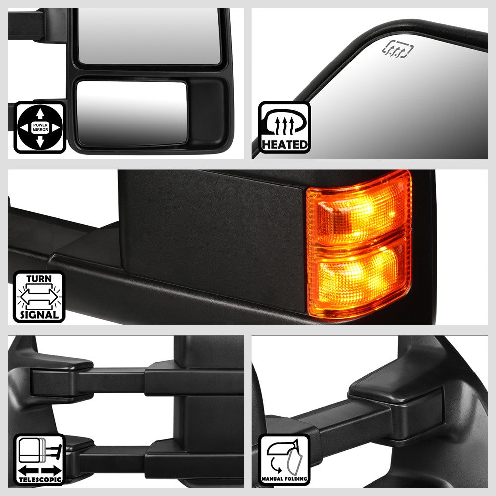 Left/Right Towing Side Mirror Powered+ W/Heated Turn Signal for 08-16 F-550 SD
