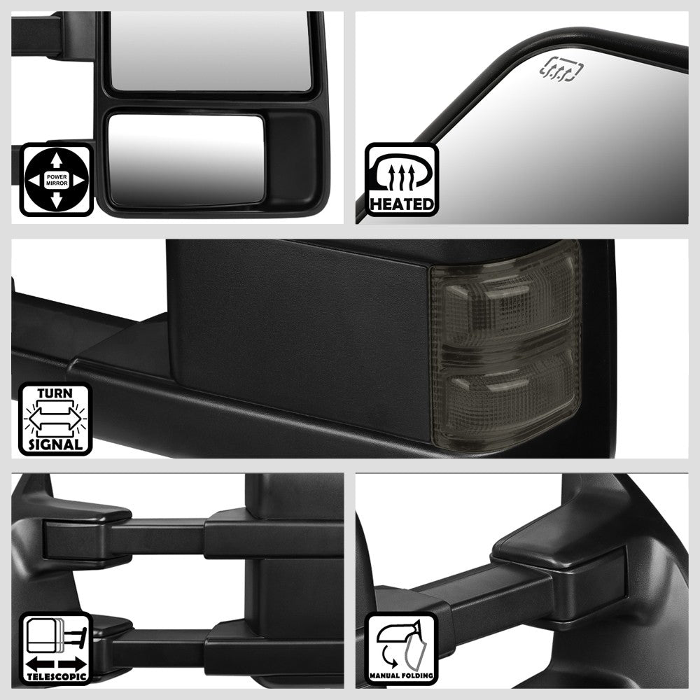 Left/Right Towing Side Mirror Powered+ W/Heated Turn Signal for 08-16 F-450 SD