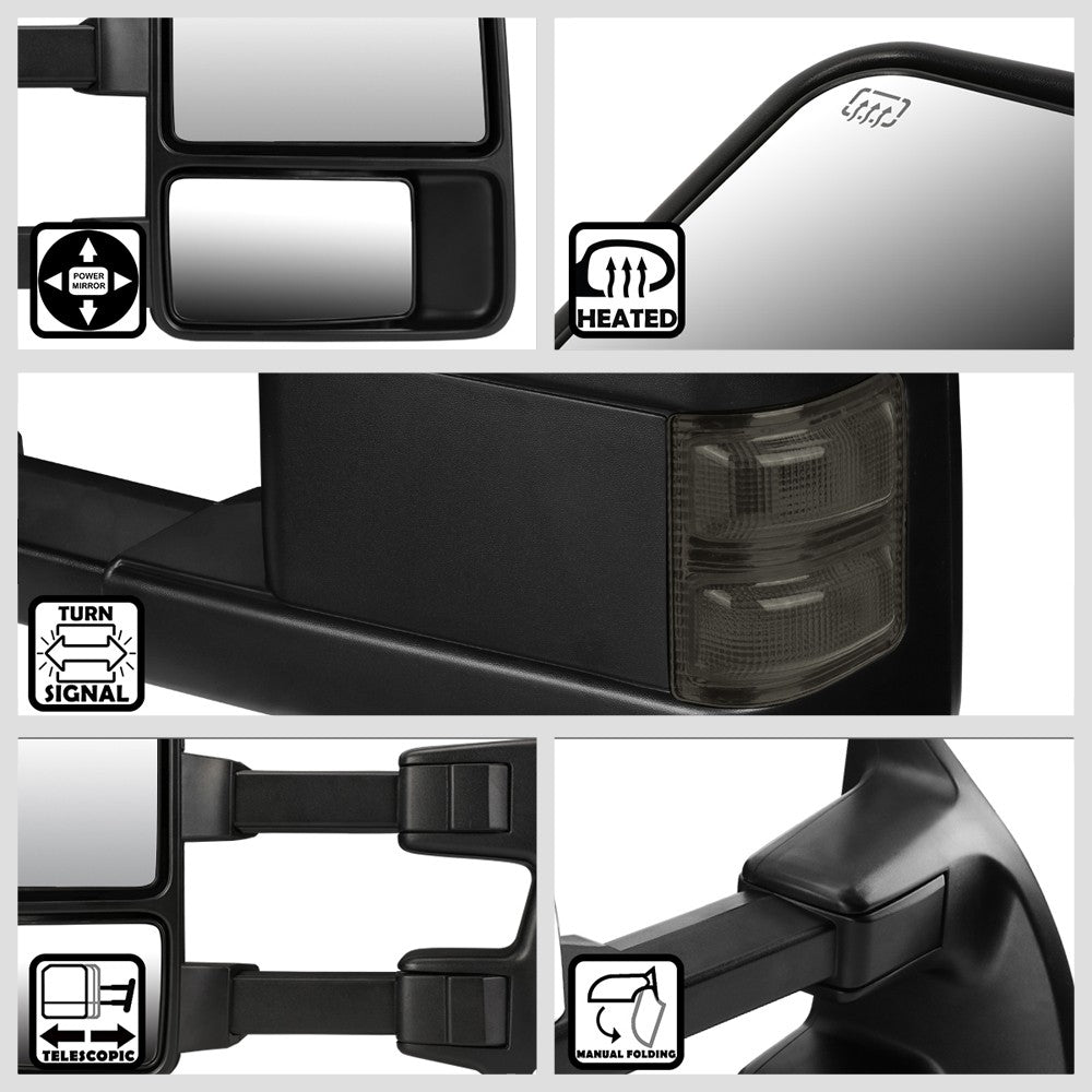 Left/Right Towing Side Mirror Powered+ W/Heated Turn Signal for 08-16 F-350SD