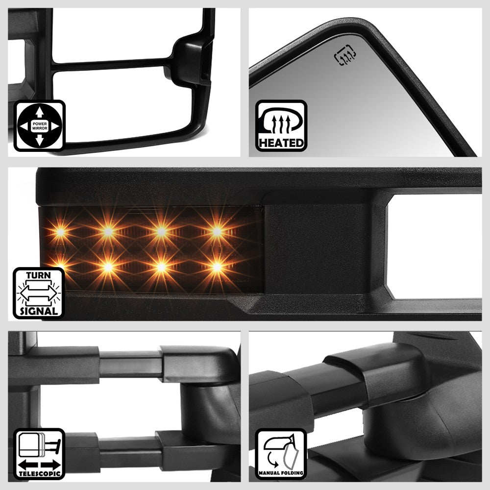 Right Black Towing Side Mirror Powered W/Heated LED Turn Signal for 07-14 Tahoe