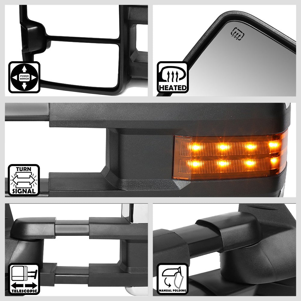 Left/Right Towing Side Mirror Powered+ W/Heated LED Turn Signal for 07-14 Tahoe