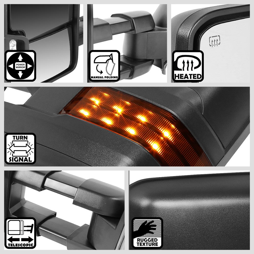 Left/Right Towing Side Mirror Powered+ W/Heated LED Turn Signal for 00-02 Yukon