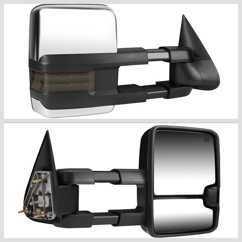 Right Chrome Towing Side Mirror Powered W/Heated LED Turn Signal for 00-02 Tahoe