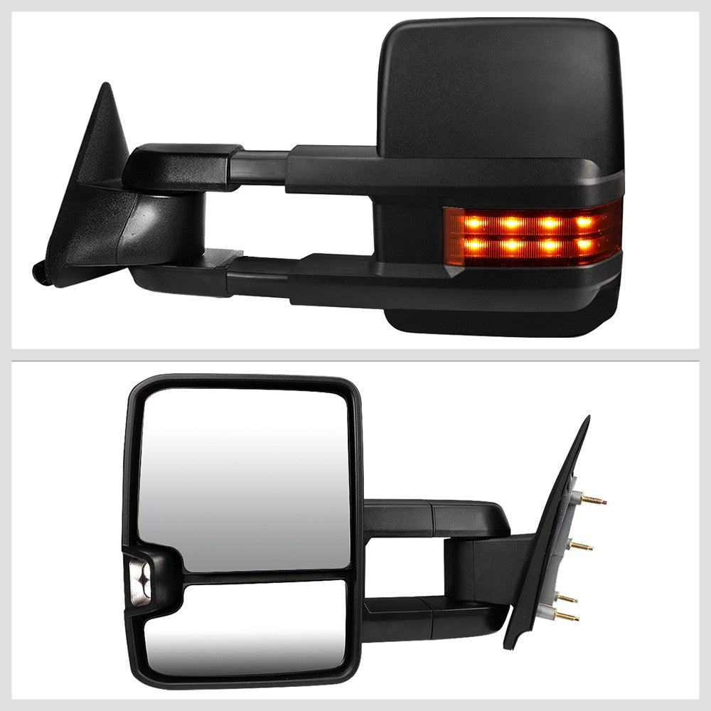 Left/Right Black Towing Side Mirror Manual+ LED Turn Signal for 97-00 Yukon