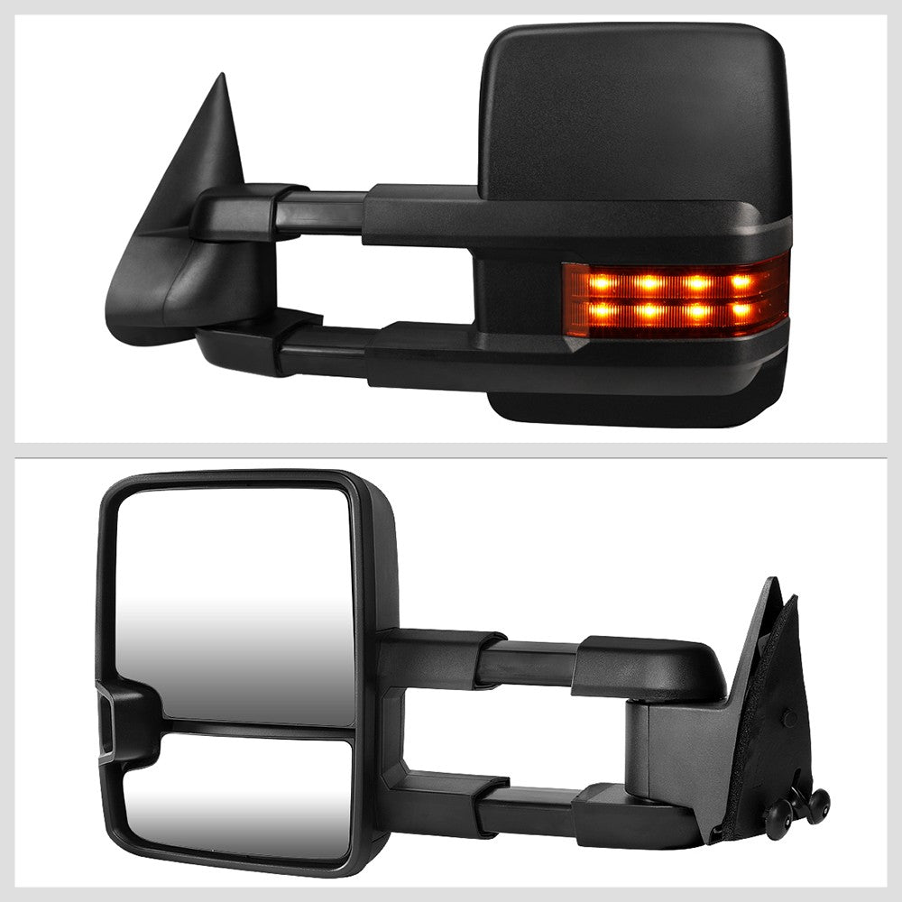 Left/Right Black Towing Side Mirror Powered LED Turn Signal for 96-99 Tahoe