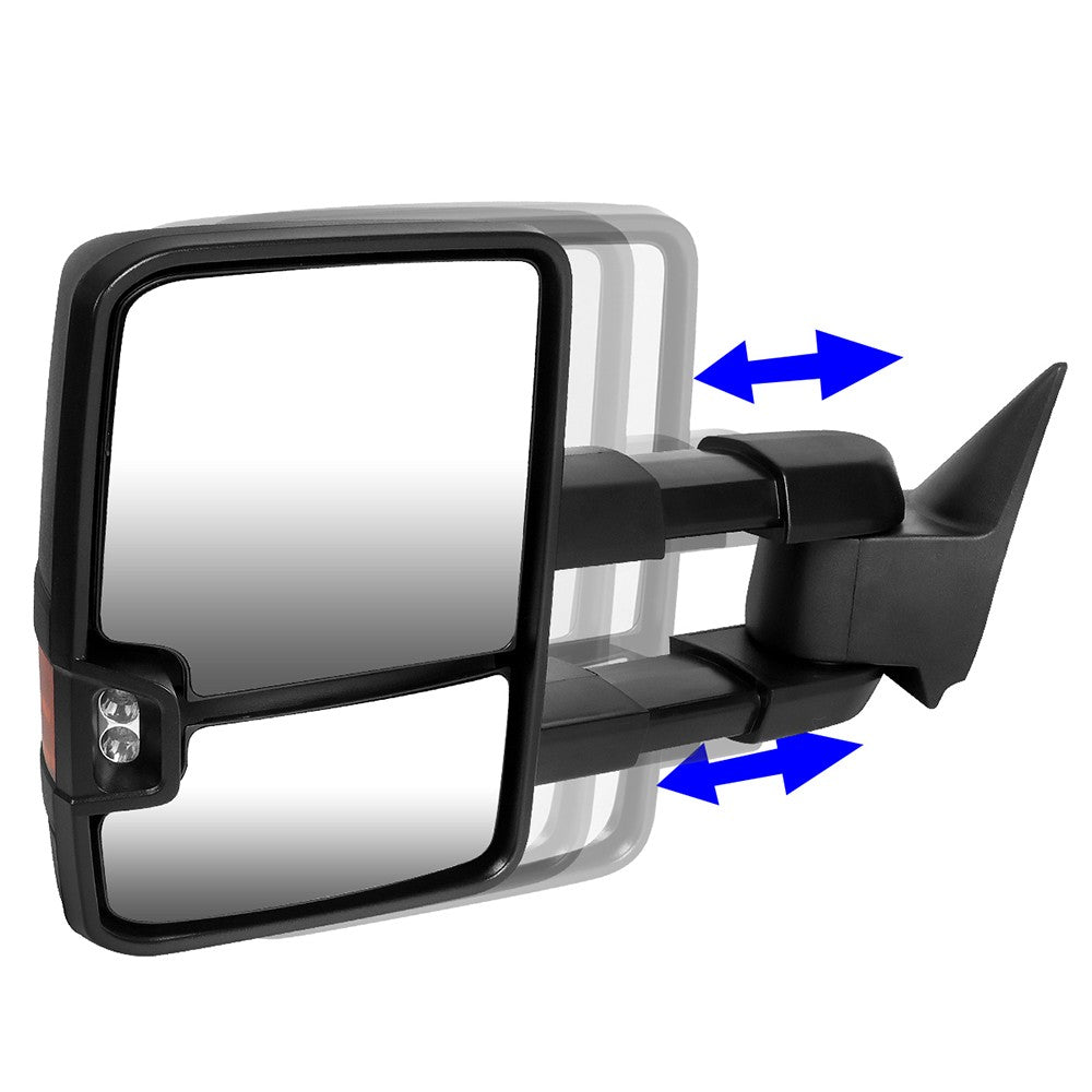 Left/Right Black Towing Side Mirror Powered LED Turn Signal for 96-99 Tahoe