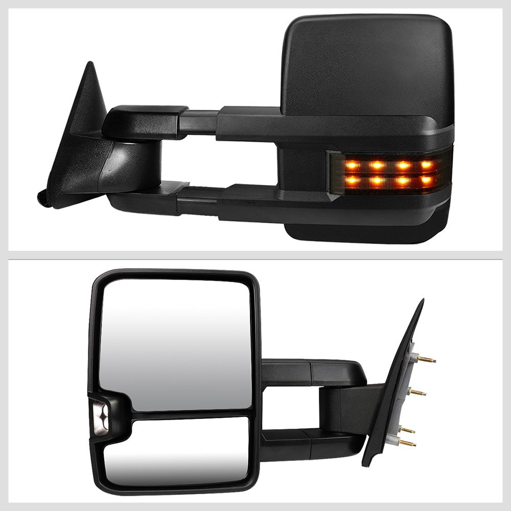 Left/Right Black Towing Side Mirror Powered LED Turn Signal for 94-98 GMC K1500