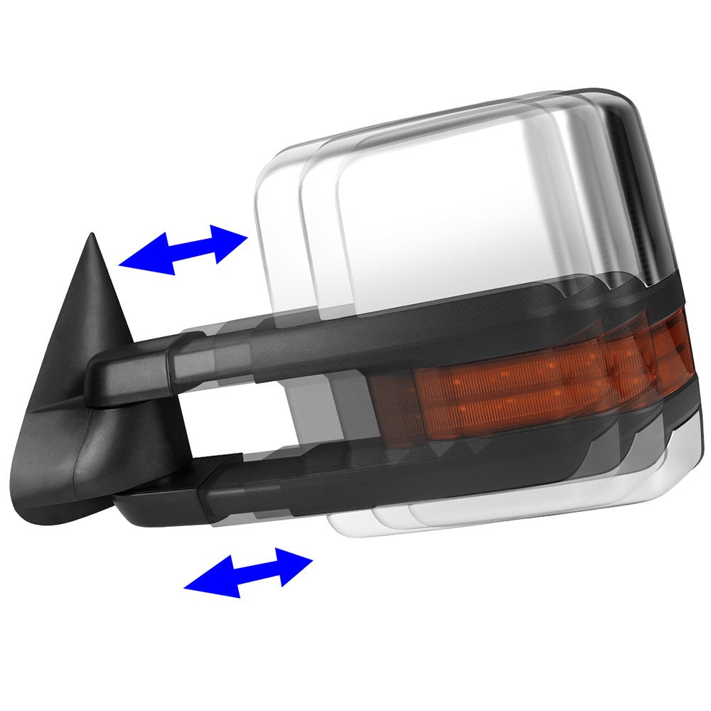 Left/Right Chrome Towing Side Mirror Powered LED Turn Signal for 94-98 GMC K1500