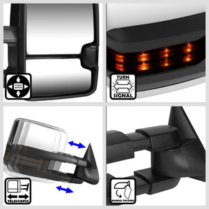 Right Chrome Towing Side Mirror Powered LED Turn Signal for 94-98 GMC K1500