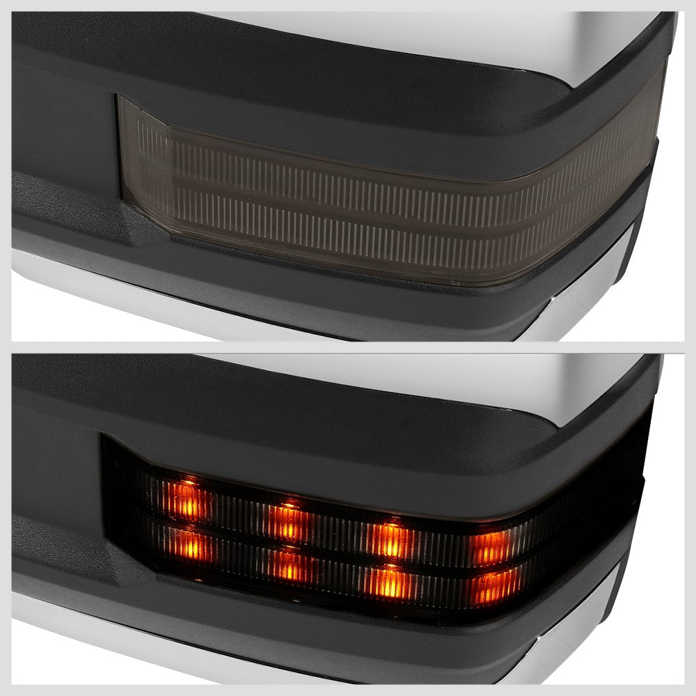 Left/Right Chrome Towing Side Mirror Powered LED Turn Signal for 97-00 Yukon