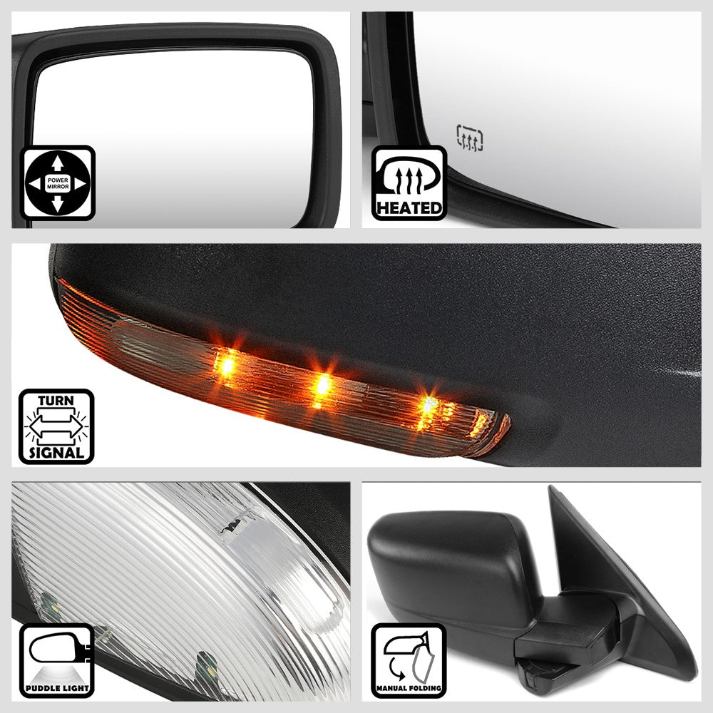 Right/Passenger Towing Side Mirror Powered Heated Turn Signal for 09-10 Ram 3500