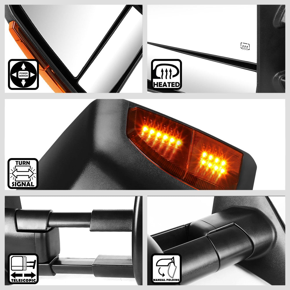 Left/Right Towing Side Mirror Powered W/ Heated Turn Signal for 07-16 Tundra