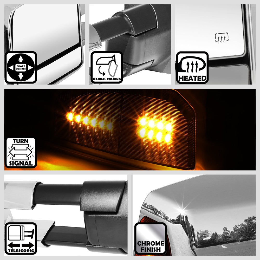 Left&Right Towing Side Mirror Powered W/Heated Turn Signal for 07-16 Tundra