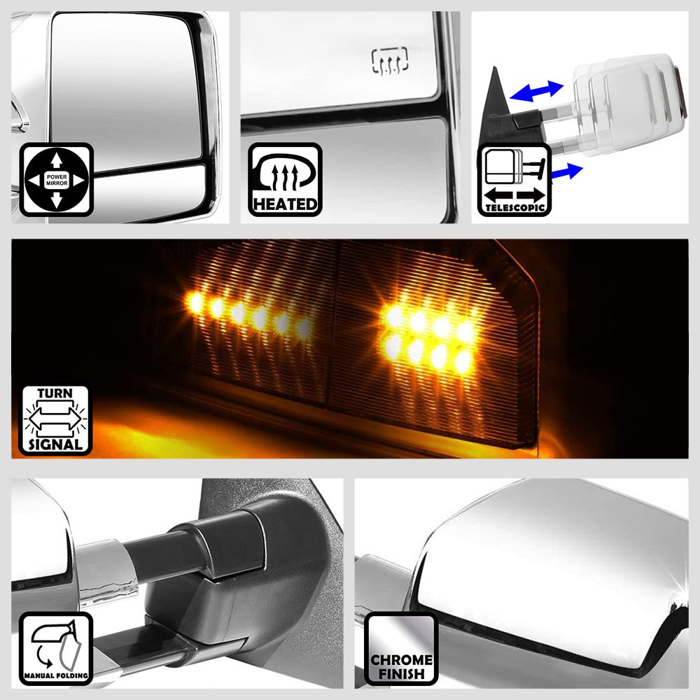 Left&Right Towing Side Mirror Powered W/Heated Turn Signal for 07-16 Tundra