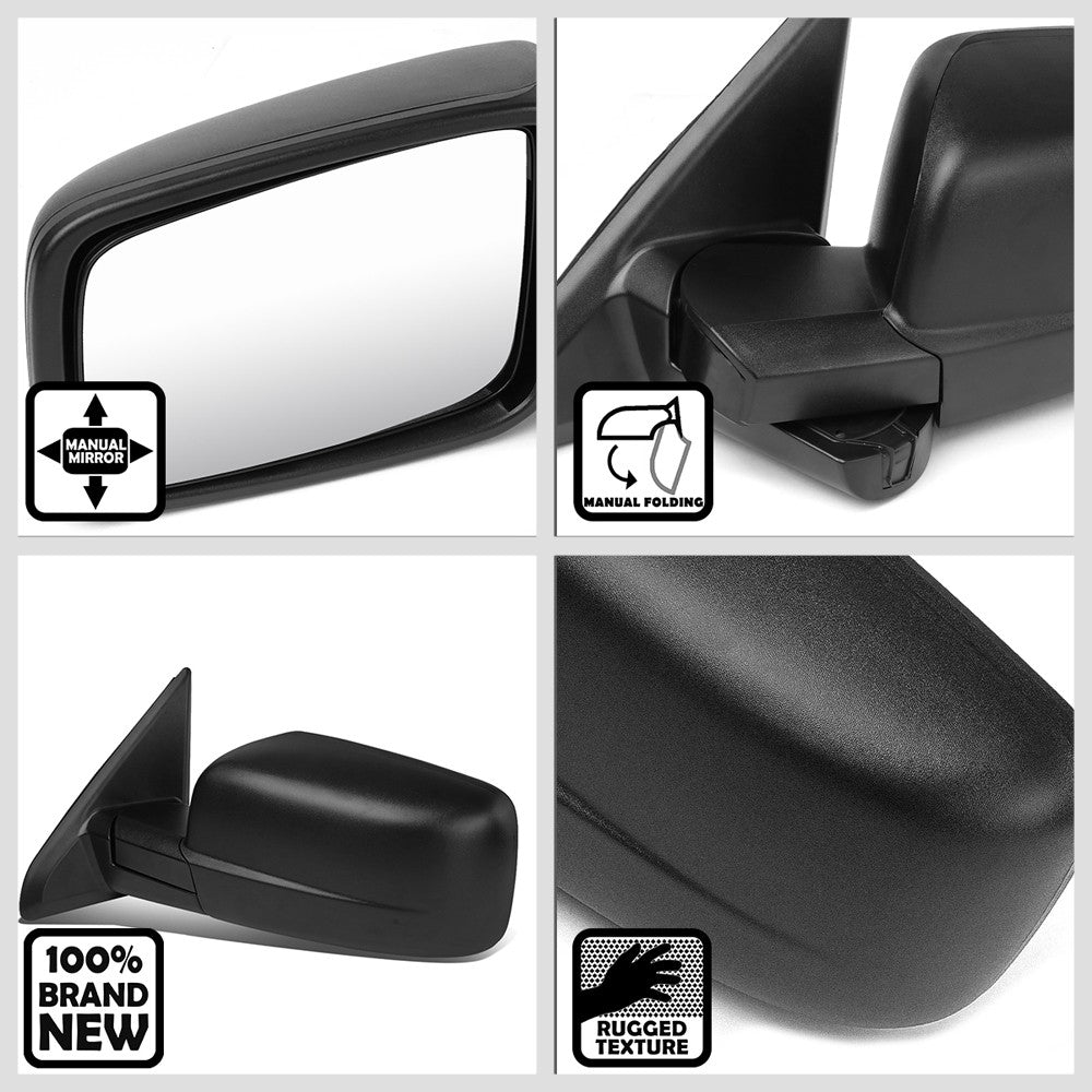 Left/Driver Black Towing Side Mirror Manual Adjustment for 10-16 Ram 2500