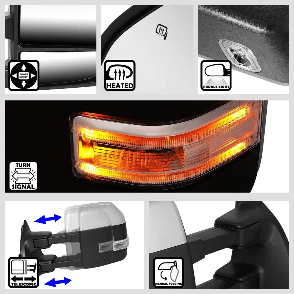 Left/Right Towing Side Mirror Powered W/Heated Turn Signal for 99-07 F350SD