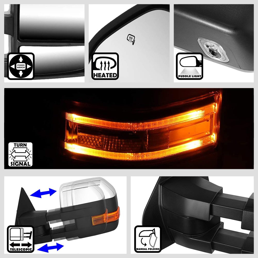 Left/Right Towing Side Mirror Powered W/Heated LED Turn Signal for 04-14 F-150