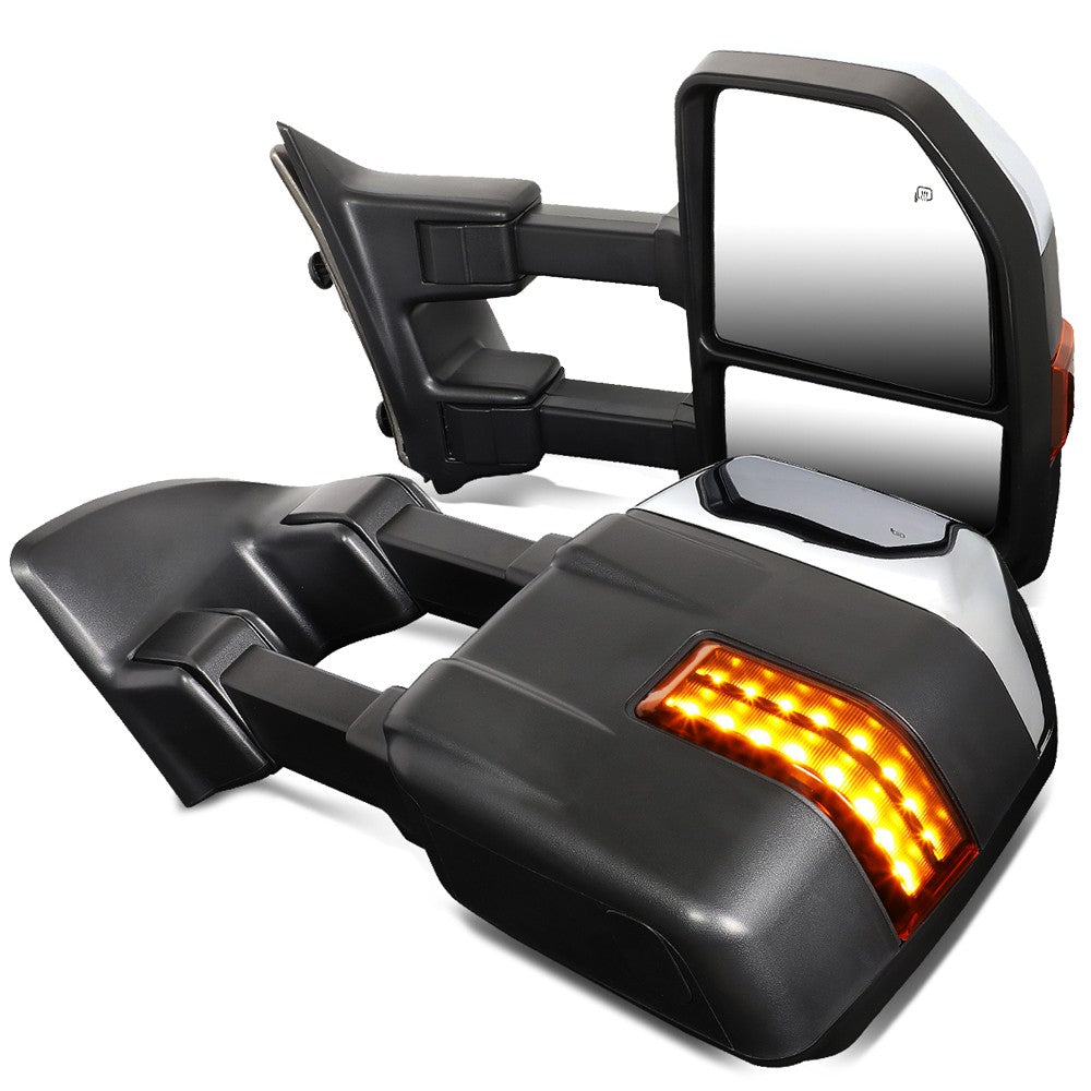 Pair Towing Side Mirror Powered Heated Turn Signal 99-07 F-350 SD BFC-VMIR-056-T999-CH-AM