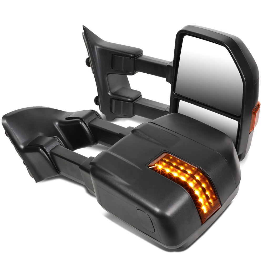 Left/Right Towing Side Mirror Manual+ LED Turn Signal 08-16 F-450 SD BFC-VMIR-057-T666-BK-AM