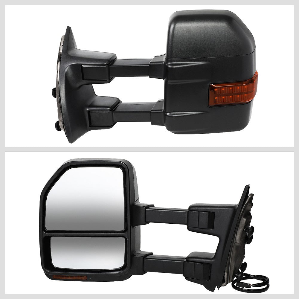 Left/Right Black Towing Side Mirror Manual+ LED Turn Signal for 08-16 F-450 SD