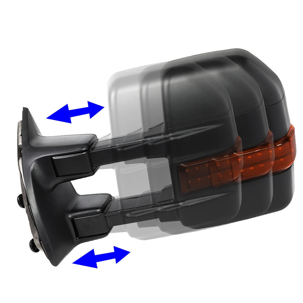 Left/Right Black Towing Side Mirror Manual+ LED Turn Signal for 08-16 F-450 SD