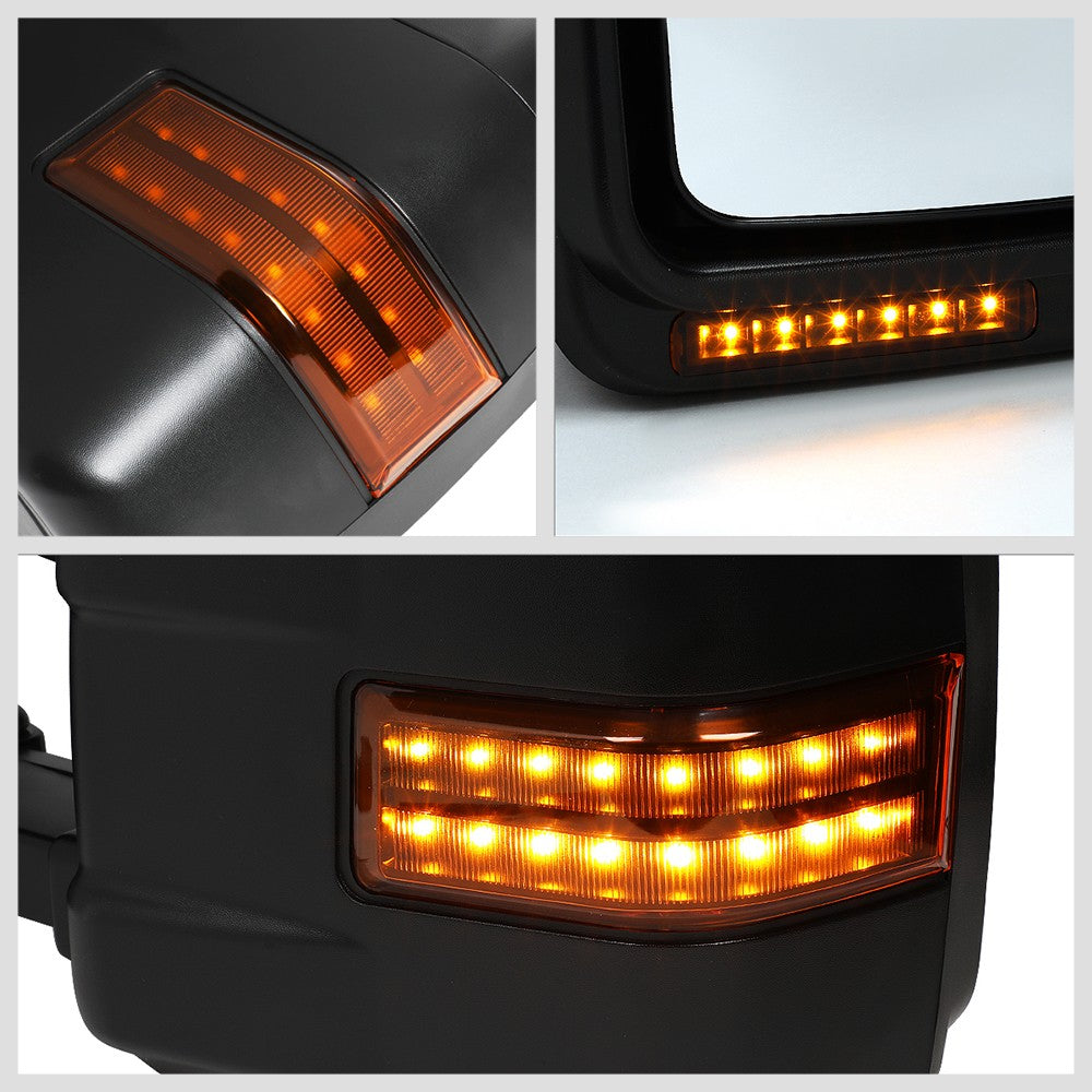 Left/Right Black Towing Side Mirror Manual+ LED Turn Signal for 08-16 F-450 SD