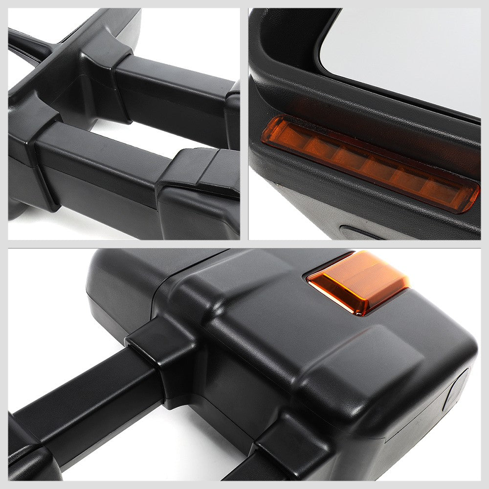Left/Right Black Towing Side Mirror Manual+ LED Turn Signal for 08-16 F-450 SD