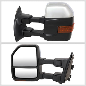 Left/Right Chrome Towing Side Mirror Manual+ LED Turn Signal for 08-16 F-550 SD