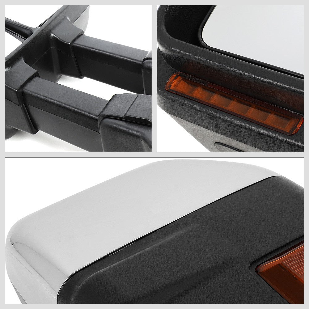 Left/Right Chrome Towing Side Mirror Manual+ LED Turn Signal for 08-16 F-550 SD