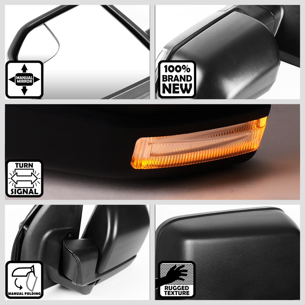 Left Towing Side Mirror Manual LED Turn Signal W/Puddle Light for 15-18 F-150