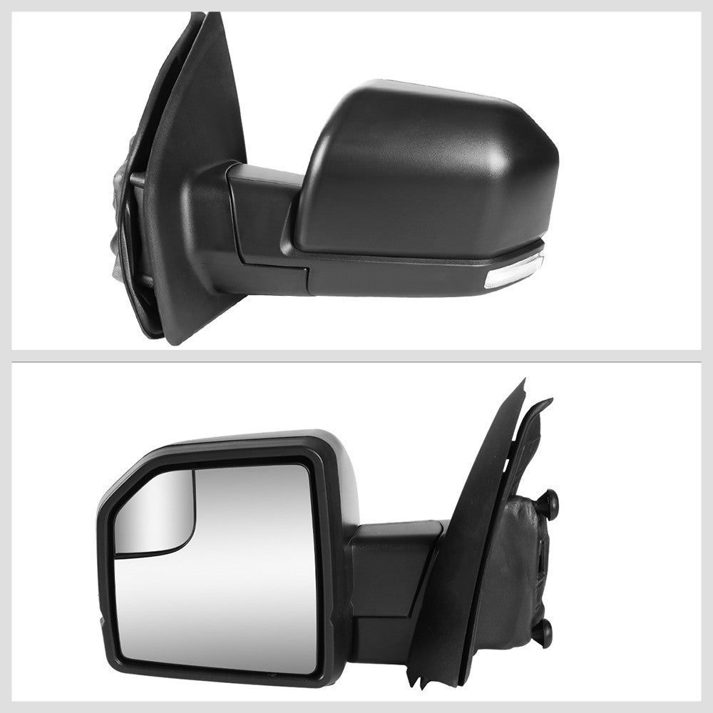 Left Towing Side Mirror Manual LED Turn Signal W/Puddle Light for 15-18 F-150