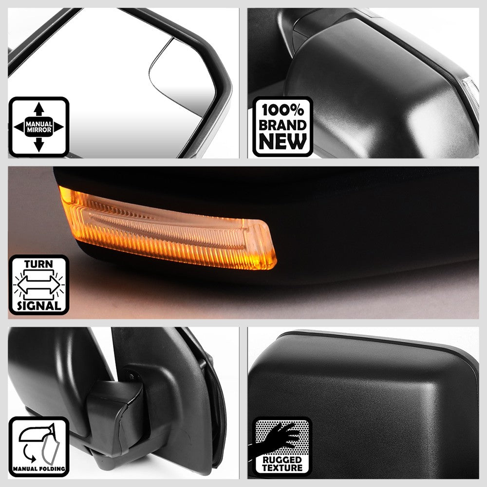 Right Towing Side Mirror Manual LED Turn Signal W/Puddle Light for 15-18 F-150
