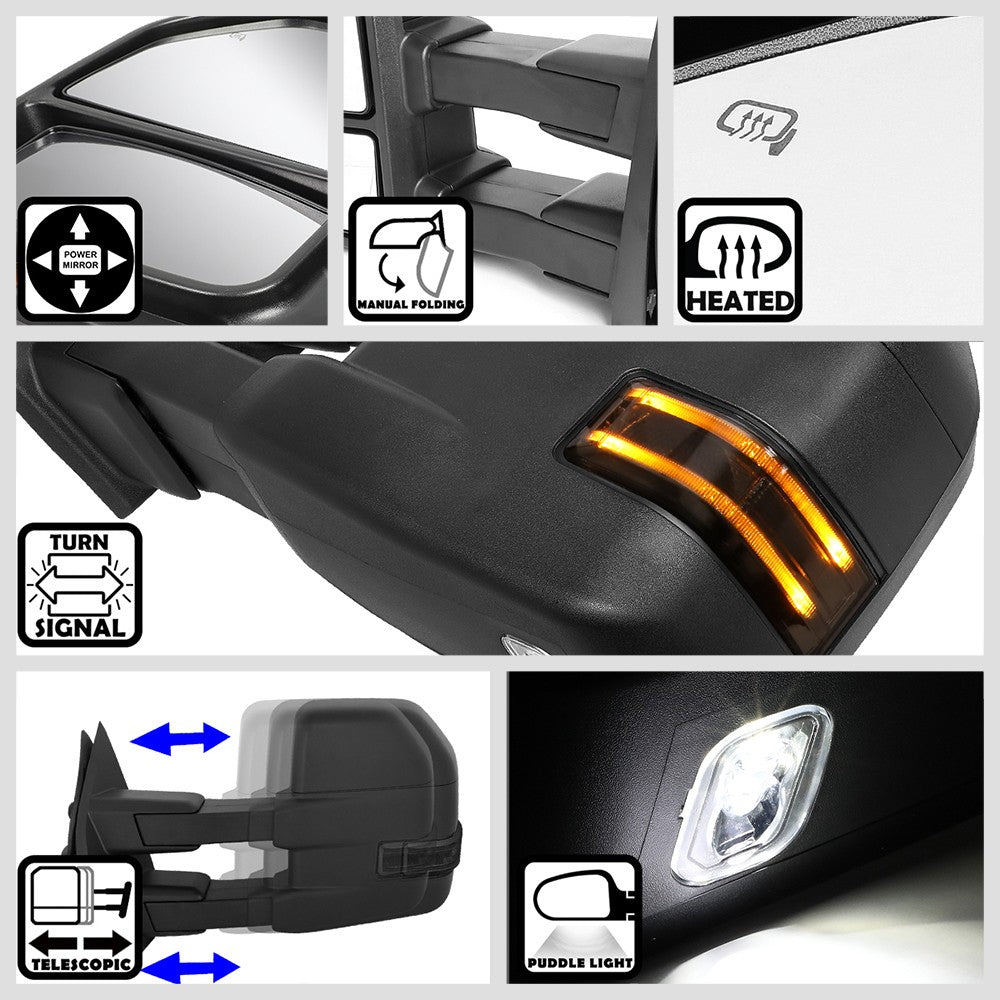 Left/Right Towing Side Mirror Powered Adjustment W/Heated for 15-18 F-150